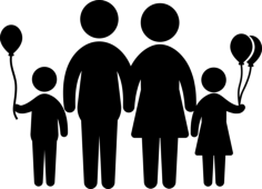 Family With Balloons Outline Svg File, Free Vectors File